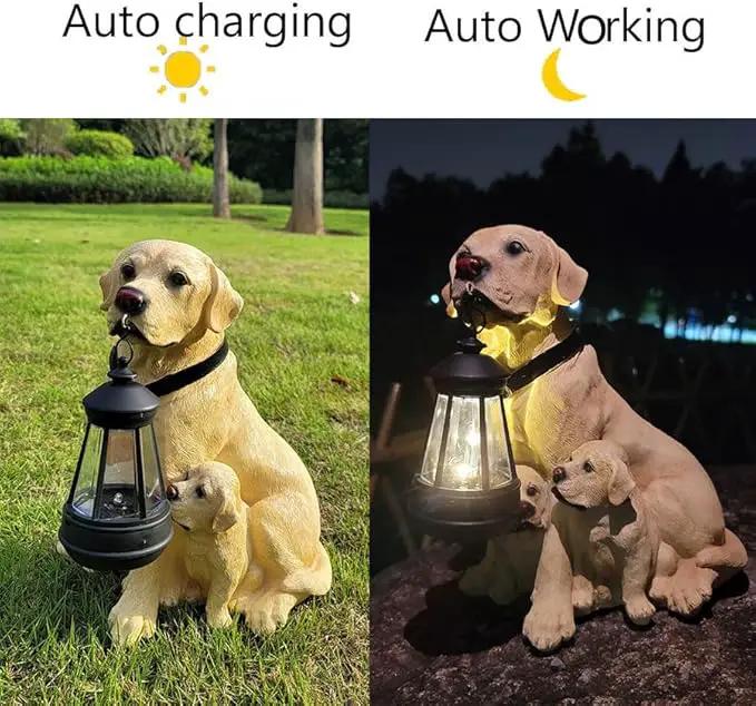 Garden Statues Dog Solar Hanging Light, Courtyard Resin Simulated Handicraft Dog Statue Ornament, Garden Yard Entrance Decoration. by GreenHaven Gardens