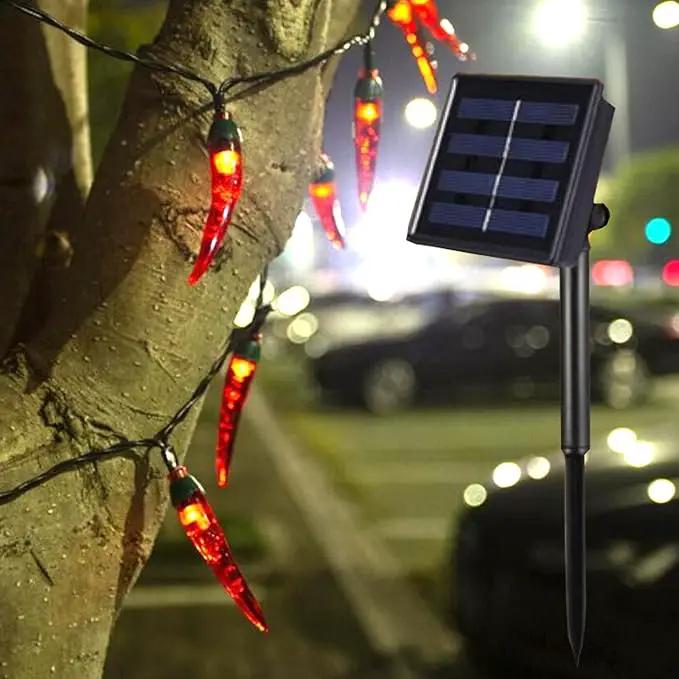 Solar Red Chili String Lights, 50 LED Chili Shape Fairy String Lights Solar Operated String Lights for Wedding, Chinese New Year,Spring Festival,Party Decoration,Christmas by GreenHaven Gardens