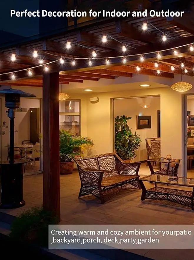 Led String Lights Outdoor 27Feet S14 Patio Light, Edison Shatterproof Bulbs Weatherproof Strand, Commercial Grade Patio Lights, Decorative for Garden or Patio by GreenHaven Gardens