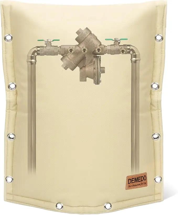 Side Opening Backflow Preventer Cover, Pipe Insulation Cover for Irrigation Valve, Sprinkler Valve, Outdoor Water Pipe, Winter Freeze Protection & UV Resistance Backflow Cover, 16" W x 20" H, Beige by GreenHaven Gardens