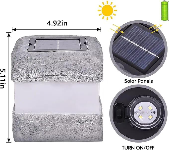2 Pack Solar Rock Lights Outdoor - Solar Powered Landscape Ground Fake Rocks Light Waterproof with Warm LED Lights for Table Patio Yard Garden Pathway Walkway Decor(Grey) by GreenHaven Gardens