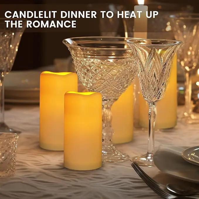 Large Outdoor Waterproof Flameless Candles with Remote Control,D3'' x H5.5'' Battery Operated Flickering LED Pillar Candle Plastic for Outdoor/Indoor Decoration Wedding, Party, Birthday (2PACK) by GreenHaven Gardens