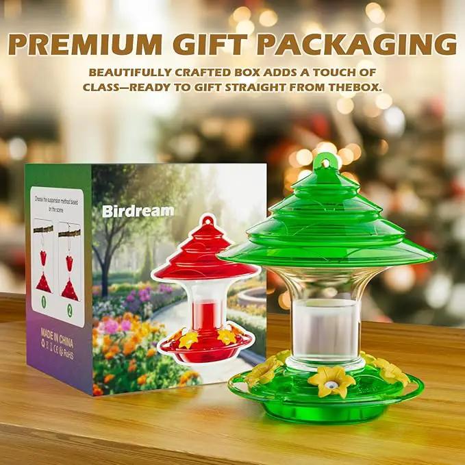 Birdream Hummingbird Feeder for Outdoors Hanging 40oz 10 Feeding Ports, 2 Pack Humming Bird Feeder with Ant Moat Brush Leak Proof - Green by GreenHaven Gardens