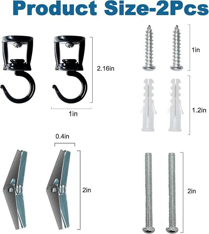 Ceiling Hooks for Hanging Plants (2 PCS Black),Heavy Duty Metal Plant Hooks, Screw in Hooks for Hanging Birdfeeders, Lamps, Planters, Outdoor Decorative Hooks up to 33 lbs by GreenHaven Gardens