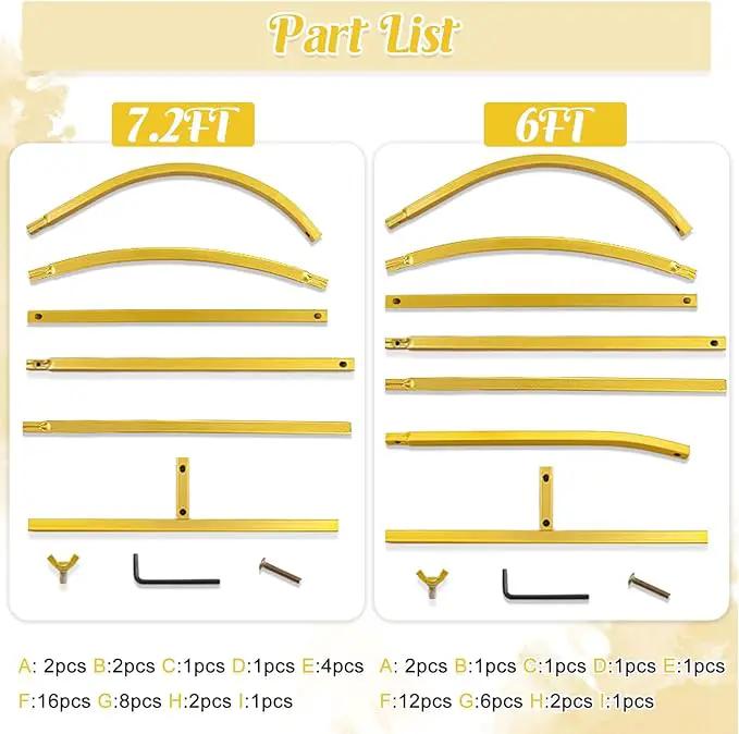 Gold Metal Arch Backdrop Stand 2 Set 7.2FT, 6FT Wedding Arch Stand Arched Door Frame for Birthday Party Baby Shower Ceremony Indoor Outdoor Celebration Decor (7.2FT, 6FT) by GreenHaven Gardens