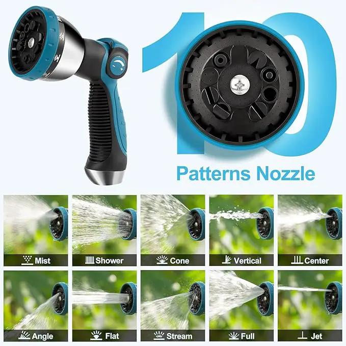Retractable Garden Hose Reel - 5/8 inch x 80 ft Wall Mounted Hose Reel with 10 Pattern Nozzle & Any Length Lock, Heavy Duty Water Hose Supports Automatic Rewind & 180° Swivel, Black by GreenHaven Gardens