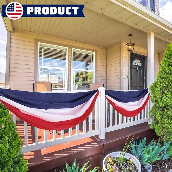 2x20Ft Large Patriotic US Flag Bunting Decorations 4th of July Red, White & Blue Stripe Banner Veterans Day Memorial Days Celebration Decorations Home Garden Outdoor-1Pack by GreenHaven Gardens