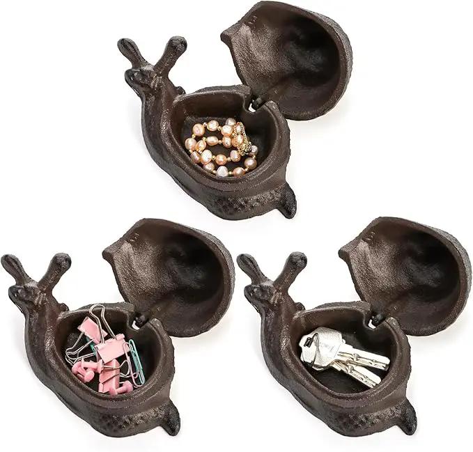 Cast Iron Key Hider, Snail Hide-a-Key Holder, Outside Spare Key Hider Figurine, Small Snail Garden Statues Ornament, Decorative Jewelry Trinkets Box for Ear Studs Rings Paper Clips by GreenHaven Gardens