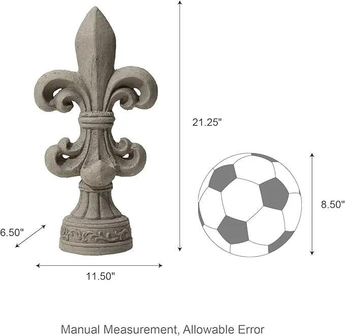 Glitzhome Fleur De Lis Garden Statue MGO Outdoor Decration, 21.25" H, Concrete Grey by GreenHaven Gardens
