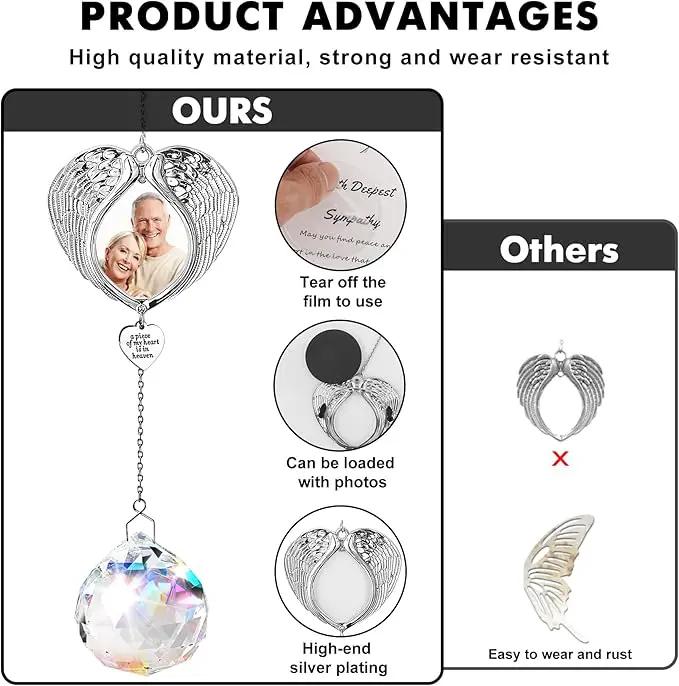 Memorial Gifts for Loss of Loved One, Sympathy Gifts Personalized Memorial Picture Frame Ornament - SunCatcher Crystal Ball, Rainbow Bereavement Gift Ideas for Loss of Mom, Dad, Friend by GreenHaven Gardens