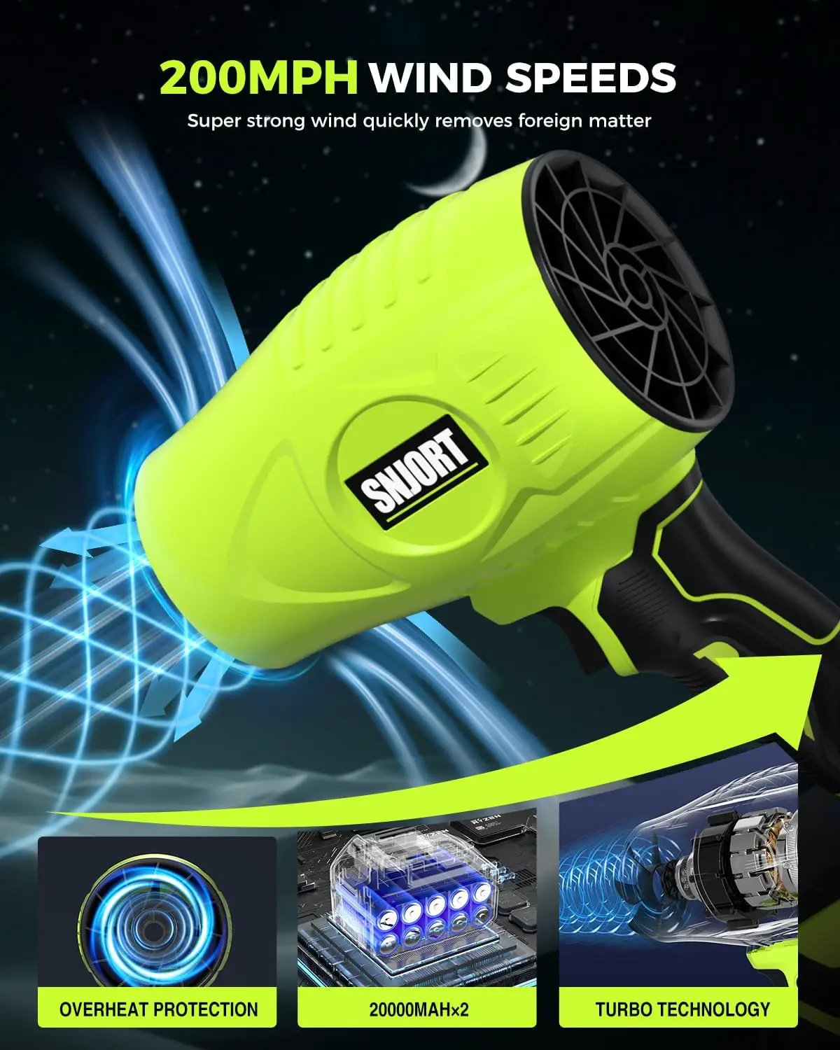 Leaf Blower Cordless with Battery and Charger,800,000 RPM,Extended Nozzle,Lightweight Handheld Design,Blower for Patio Cleaning,car Blowing Water,Blowing Leaves and Dust（Grass Green） by GreenHaven Gardens