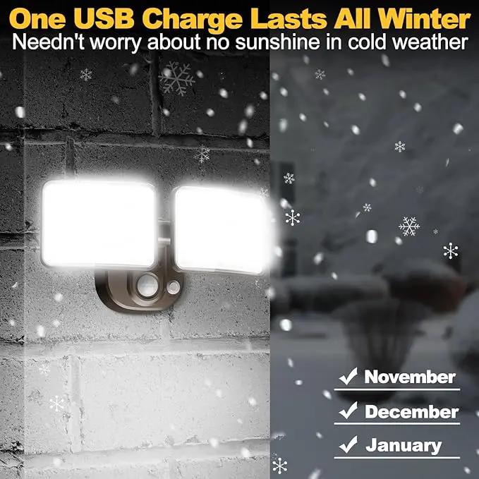 Rechargeable Battery-Powered Motion Light (1-3 Months Endurance), 2500LM Standard & 4000LM High-Brightness Dual Modes, USB Charging Outdoor LED Flood Light for Garage,Yard,Patio,Garden (Brown) 2 Packs by GreenHaven Gardens