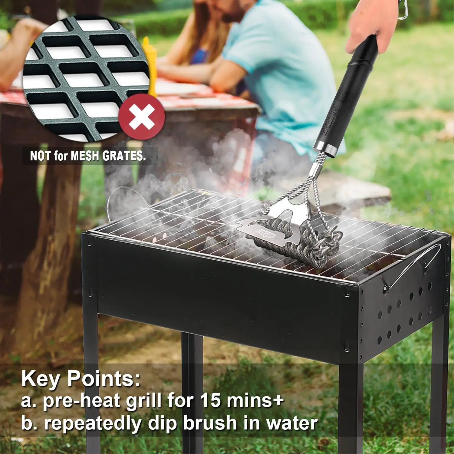 GRILLART Grill Brush for Outdoor Grill Bristle Free - Safe BBQ Grill Cleaner Brush - 18" BBQ Brush for Grill Cleaning Kit -Stainless Grill Cleaning Brush BBQ Grill Accessories Tools- Gifts for Men Dad by GreenHaven Gardens