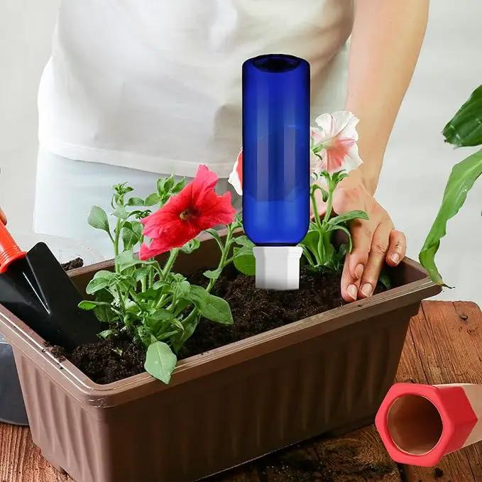 6 Sets Plant Watering Devices Include Terracotta Self Watering Spikes and 26 oz Plastic Bottles, Slow Release Vacation Insert Automatic Plant Waterer Device (Blue and Mixed Color) by GreenHaven Gardens