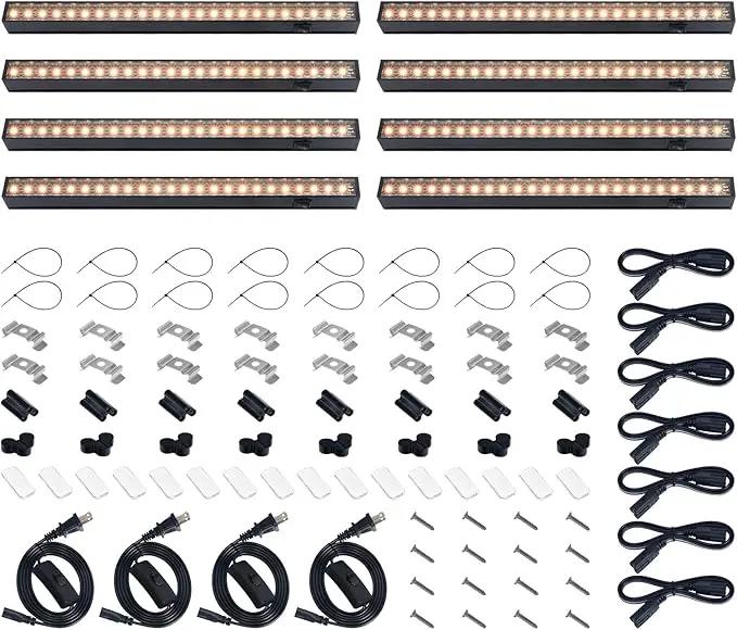 Barrina Grow Lights for Indoor Plants Full Spectrum, 1ft LED Grow Light Fixture, Black Cover LED Plant Grow Light Bulbs for Indoor Plants, Greenhouse, Plug and Play, Linkable Design, Yellow, 8 Packs by GreenHaven Gardens