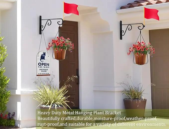 Hanging Plant Hanger 4Pcs Plant Hanger Wall Hooks,6in Metal Plant Bracket Hook for Outdoor or Indoor Hanging Flower Baskets,Wind Chimes,Solar Lanterns by GreenHaven Gardens