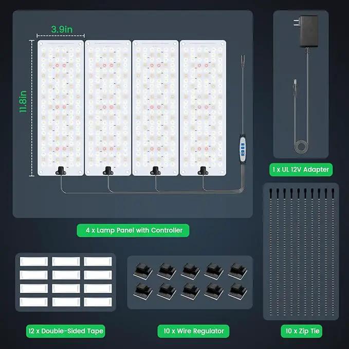 Garpsen Grow Light, 6000K Full Spectrum Plant Lights for Indoor Growing with Auto Timer 6/12/16H, 5 Dimmable Levels & 3 Color Modes, 552 LEDs Grow Lamp Panel for Seed Starting, Veg and Bloom(4Panels) by GreenHaven Gardens