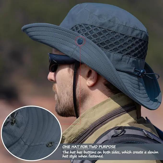 Fishing Hat, UPF50+ Wide Brim Sun Hat for Men Women, UV Protection Hiking Beach Bucket Hats Summer Safari Hat by GreenHaven Gardens