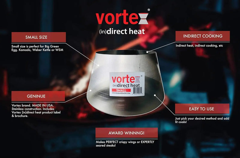 Vortex Small (in) Direct Cooking Charcoal Grill BBQ Accessory Cone 18.5 22.5 for Weber Smokey Mountain WSM Small - Stainless - Original - USA Made -Genuine SM Size by GreenHaven Gardens
