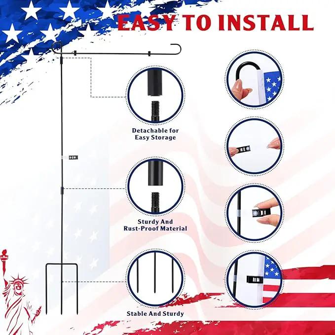 Therwen 12 Pack Garden Flag Stand 36.2 x 16.5 Yard Flag Holder Heavy Duty, with 3 Prong Base, Decorations,with Clip Spring Stoppers for Outdoor Garden Yard Lawn by GreenHaven Gardens