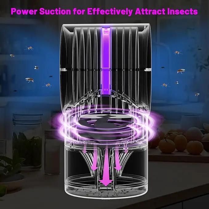 Fruit Fly Trap for Indoors, Fly Traps Indoor for Home Bug Zapper Indoor Insect Trap with Time Setting,Suction, Bug Light & 1 Pcs Sticky Glue Boards (Pink) by GreenHaven Gardens