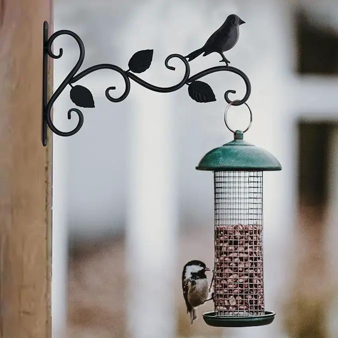 Hanging Plants Bracket 12" Bird Planter Outdoor Hooks Hangers for Flower Baskets Pot Bird Feeder Wind Chimes Lanterns Patio Garden Outdoor Indoor Metal Black, 2 Pack by GreenHaven Gardens