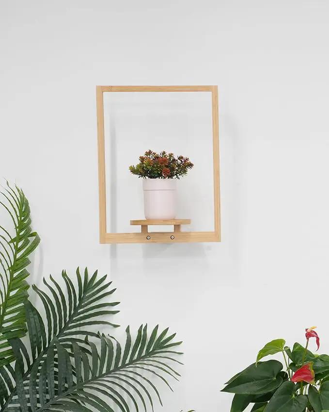 yadoker Wall Planters for Indoor Plants,Bamboo Hanging Plant Holders, Wall Decor Plant Stand, 1-Pack Window Plant Shelves for Living Room & Entryway by GreenHaven Gardens