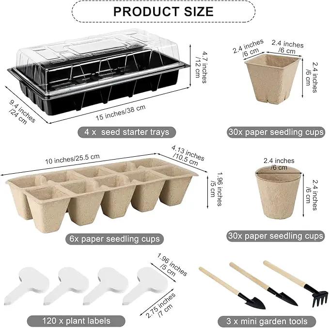 Aodaer 193 Pack Seed Starter Kit Including Seed Starter Tray Peat Pots for Seedlings with Plant Labels, Tool, Plastic Growing Trays Germination Tray Paper Seedling Cups for Indoor Outdoor Garden by GreenHaven Gardens