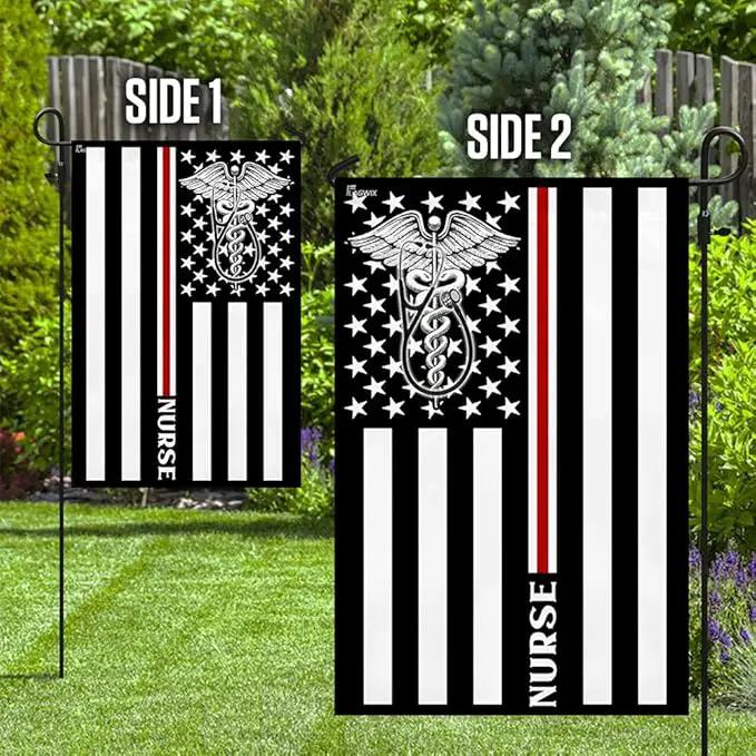 FLAGWIX American Flag, Nurse Flag Thin Red Line Nurse Flag - 4th of July, Independence Day Decorations for Home, Garden, House Flag 30x40 - USA Flags Premium Polyester, Decorative Indoor Outdoor Flag by GreenHaven Gardens