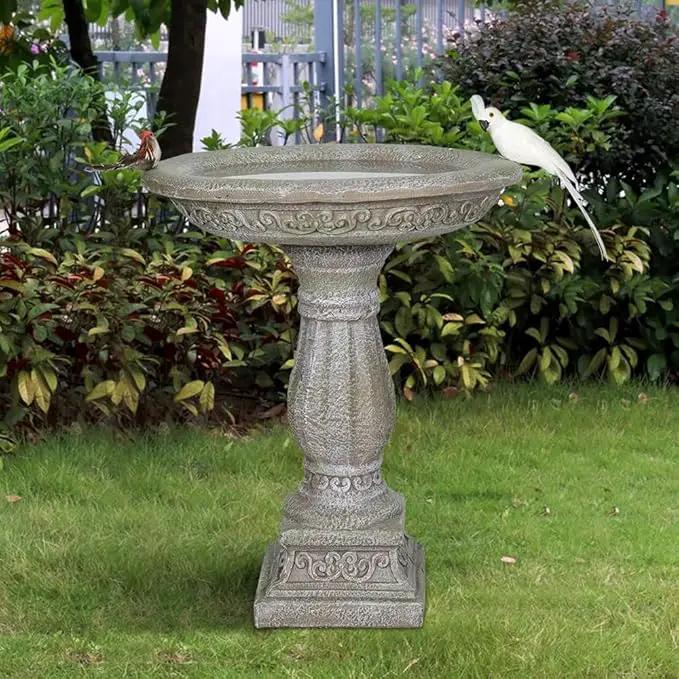 20”Dia.X 23.8”Tall Outdoor Birdbath with Pedestal - Modern Garden Birdbaths Outdoor Decor for Bird Spa & Birdfeeder, Floor Bird Baths for Garden Patio, Yard, Lawn by GreenHaven Gardens