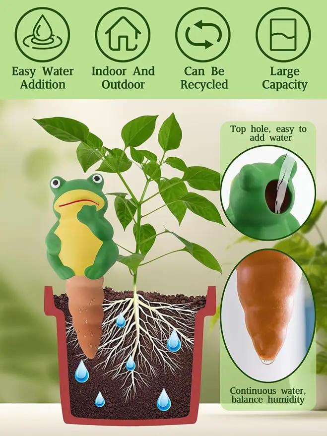 4Pcs Plant Watering Globes, Kalolary Frog Shape Self Watering Spikes Terracotta Drip Water Stakes Irrigation Watering Bulbs for Pot, Indoor, Outdoor, Vacation（Frog B） by GreenHaven Gardens