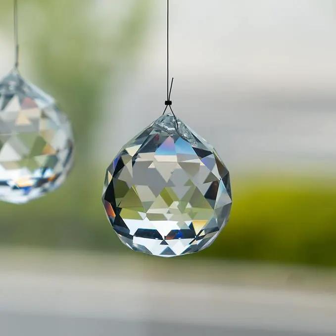 Crystalsuncatcher 10pcs Crystal Glass Ball Chandelier Prisms Pendants Parts Rainbow Crystal Suncatcher DIY Parts (20mm,Clear) by GreenHaven Gardens