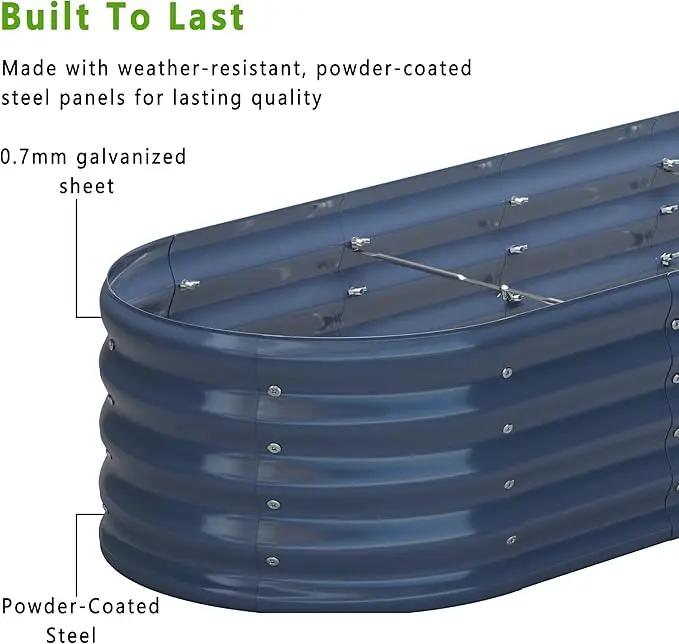 KFN 2PCS 4x1.8x1FT Galvanized Raised Garden Bed,Raised Garden Bed Kit-Oval Metal Vegetable Box,Large Planter Flower Boxes Outdoor,Planting for Vegetables,Flower,Herb,Grey,0.7mm by GreenHaven Gardens