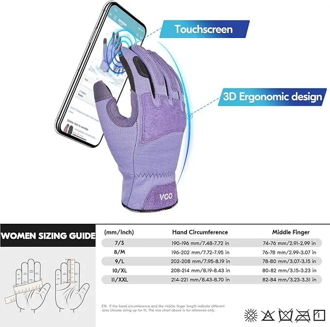 Vgo... Winter Gardening Gloves Women,Safety Work Gloves, Puncture-proof,Thornproof,Touchscreen(1 Pair,S,Purple,SL7471FLWP) by GreenHaven Gardens