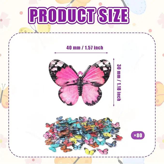 80pcs Micro Resin Butterflies, 1.6Inch Colourful Miniature Tiny Butterflies Crafts Mini Resin Butterflies for Decoration Doll House Decor Dream Garden Fairy Toys Landscape Miniature Things by GreenHaven Gardens