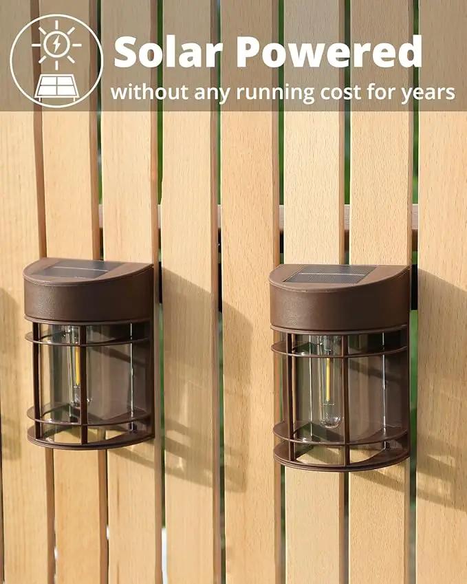 Solar Fence Lights, 8 Pack Deck Light Waterproof Solar Outdoor Lights for Garden Fence Post Backyard Decor, Brown by GreenHaven Gardens