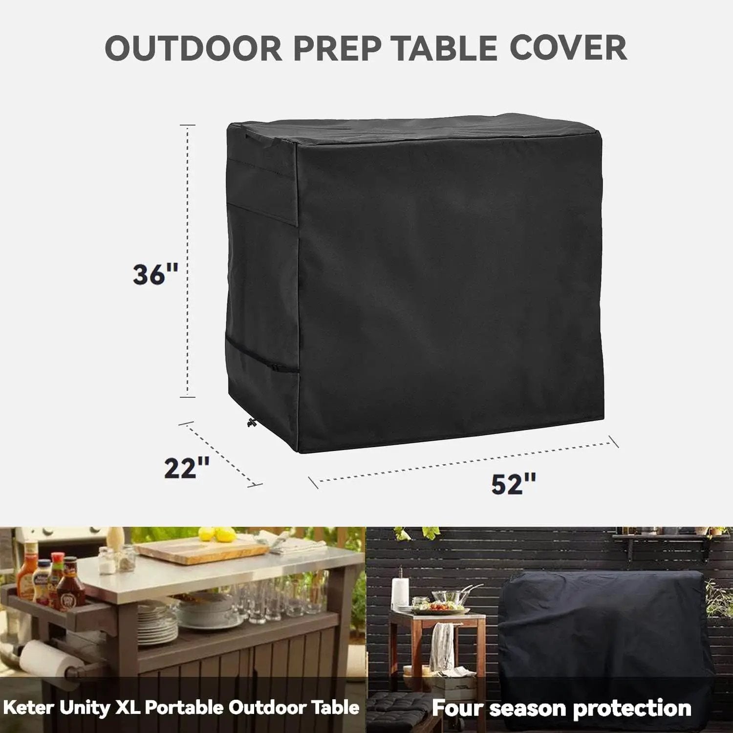 Outdoor Prep Table Cover - Waterproof, Stainless Steel Top Cover for 52 Inch Keter Unity XL Portable Outdoor Table, Compatible with 52 inch Outdoor Utility Cart and Storage Cabinet by GreenHaven Gardens