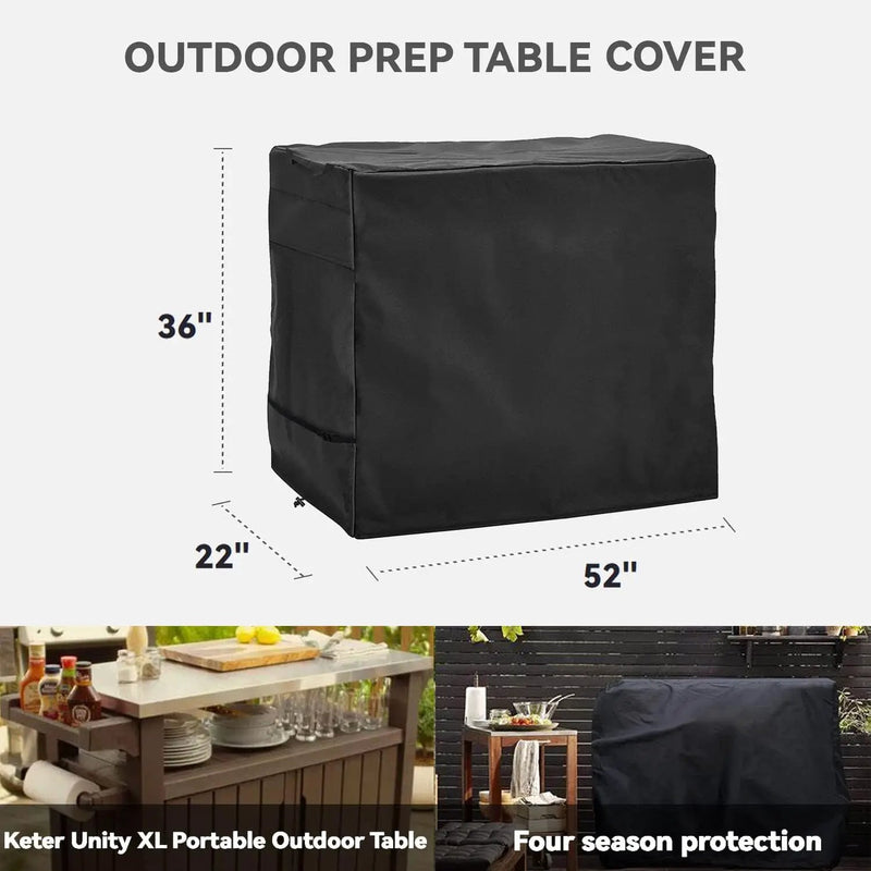 Outdoor Prep Table Cover - Waterproof, Stainless Steel Top Cover for 52 Inch Keter Unity XL Portable Outdoor Table, Compatible with 52 inch Outdoor Utility Cart and Storage Cabinet by GreenHaven Gardens