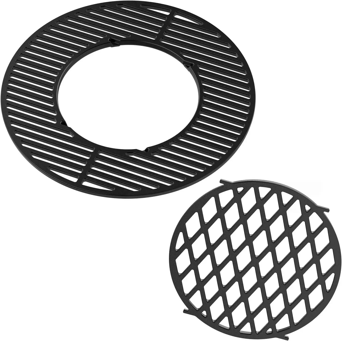 onlyfire Cast Iron Grill Grate Replacement Gourmet BBQ System for Weber 22inch Kettle Charcoal Grills by GreenHaven Gardens