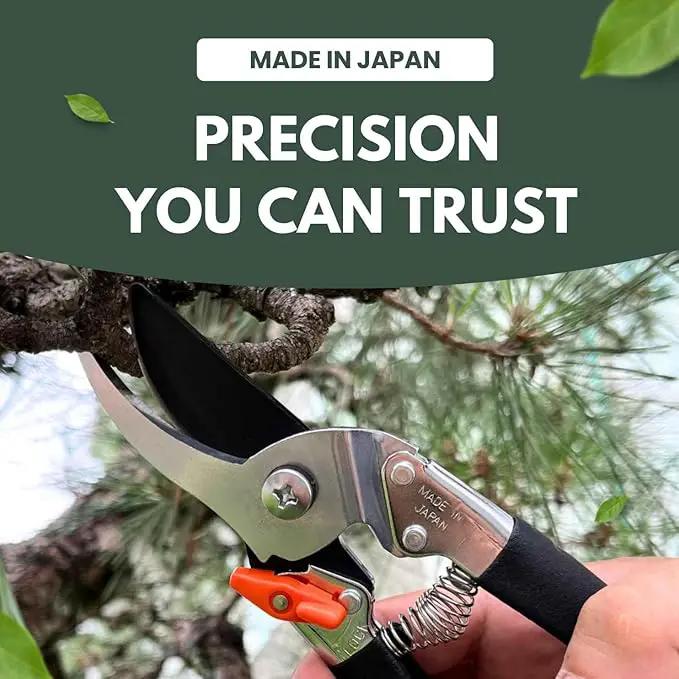 Saboten Japan 7.9" Japanese Pruning Shears - Premium Steel Blades, Rust-Resistant Fluorine Coating, Ergonomic Grip, Duracon Safety Lock - forest Originals, Made in Japan, Gardening & Farming Scissors by GreenHaven Gardens