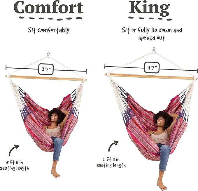LA SIESTA® - Large Comfort Habana Cotton Hammock Chair & CasaMount - Hanging Chair w/Suspension Kit for Walls Ceilings & Square Beams - Indoor Outdoor Swing Hanging Chair Bedroom Balcony - Flamingo by GreenHaven Gardens