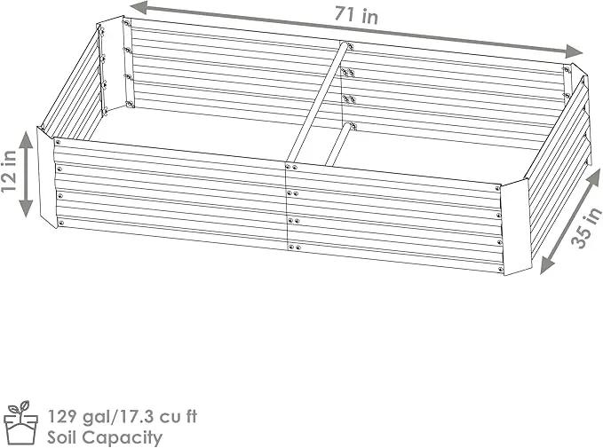 Sunnydaze Galvanized Steel Rectangular Raised Garden Bed - for Flowers, Plants, and Vegetables - Silver - 3 x 6 ft by GreenHaven Gardens