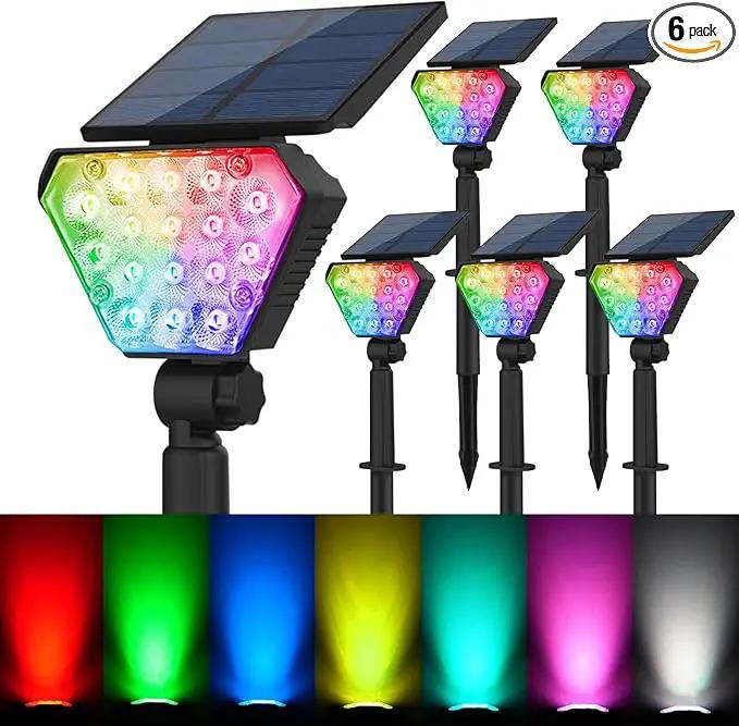 T-SUN Solar Spotlights Outdoor 6Pack Solar Landscape Spot Lights Color Changing IP65 Waterproof Auto On/Off for Garden Yard Lawn Pathway by GreenHaven Gardens