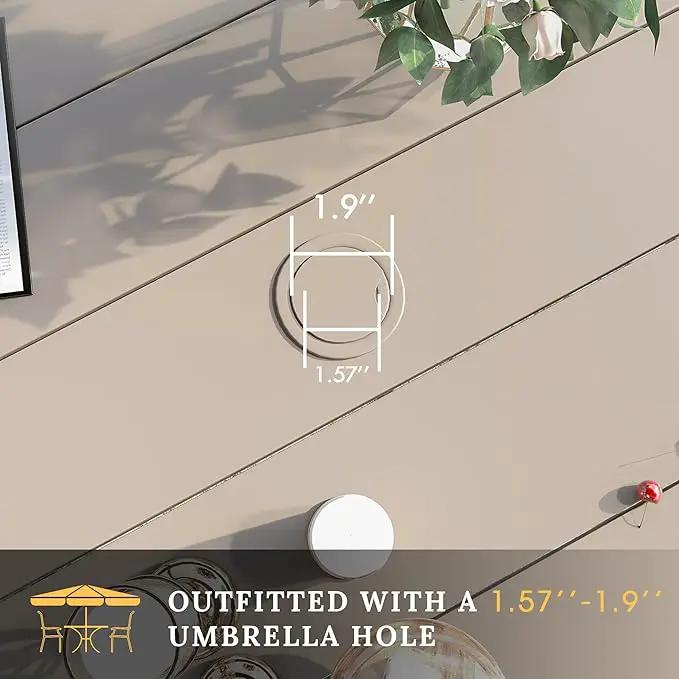 VICLLAX Patio Dining Set for 8, Outdoor Furniture Set Includes 53" Round Patio Table and 8 Patio Sling Chairs, Sandshell Color Tabletop and Fabric by GreenHaven Gardens