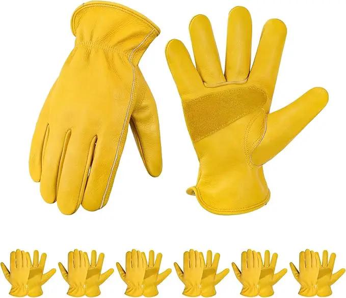 DULFINE Leather Work Gloves for Men & Women, Reinforced Durable Gardening Gloves,Cowhide Work Gloves,Puncture & Cut Resistant by GreenHaven Gardens