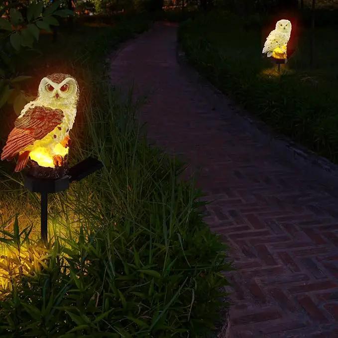 Capoda 2 Pieces Owl Garden Decorations Resin Owl Figurine Solar Light Stake Waterproof Animal Light Outdoor Decorations for Patio Yard Lawn Porch Pathway Decoration by GreenHaven Gardens