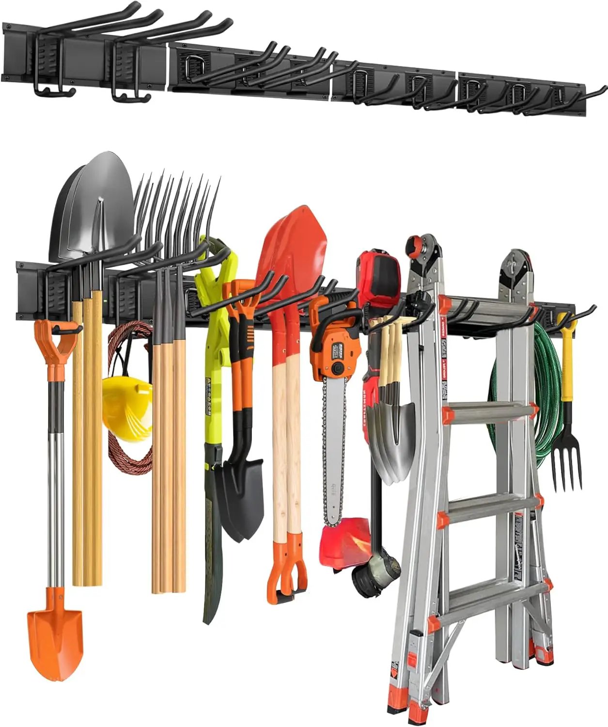 64 inches Garage Tool Organizer Wall Mount, Heavy Duty Garden Tool Organizer Rack, Hanging Storage Organization Racks Holder with 10 Hooks, for Lawn Tools, Shovel, Shed by GreenHaven Gardens