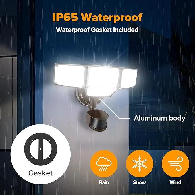 LUTEC 80W 9000LM LED Security Lights Motion Sensor Outdoor Lights, 4 Head LED Flood Light Outdoor 5000K Daylight, IP65 Waterproof, Motion Detected Light for Outside, House, Garage, Yard (Brown) by GreenHaven Gardens