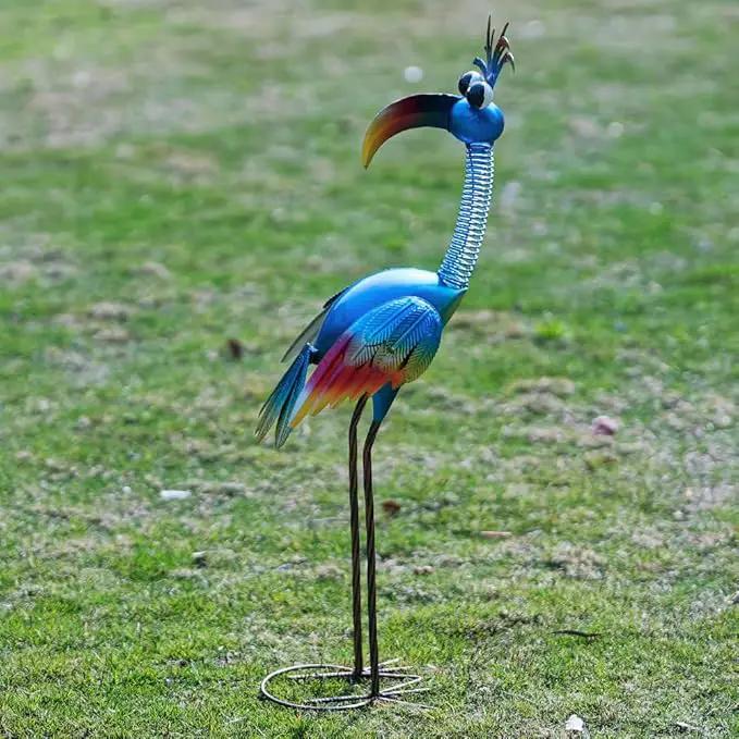 DREAMSOUL 30" Tall Bird Garden Statues Metal Standing Bird Outdoor Statues, 3D Funny Statue for Garden Patio Lawn by GreenHaven Gardens