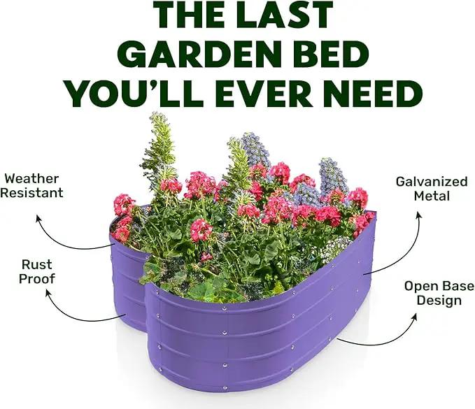 Galvanized Raised Garden Beds Outdoor // Planter Raised Beds for Gardening, Vegetables, Flowers // Large Metal Garden Box (Purple) // Tool-Free Assembly by GreenHaven Gardens